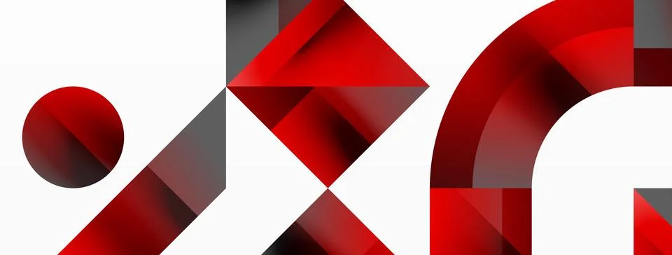 Glossy circle, square, triangle shapes minimalist geometric backdrop. Sleek Stock Illustration