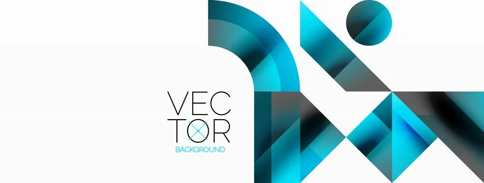 Glossy circle, square, triangle shapes minimalist geometric backdrop. Sleek Stock Illustration