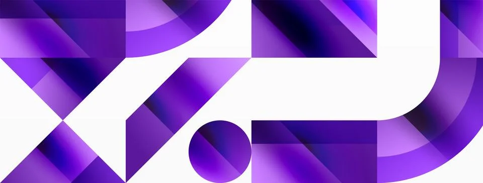 Glossy circle, square, triangle shapes minimalist geometric backdrop. Sleek イラスト素材