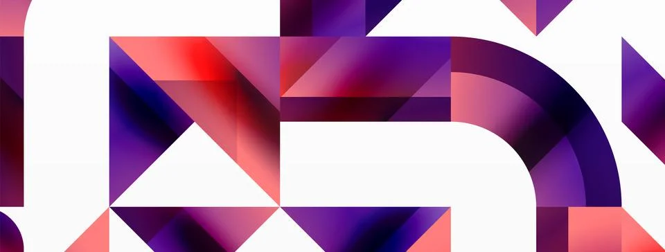 Glossy circle, square, triangle shapes minimalist geometric backdrop. Sleek Stock Illustration