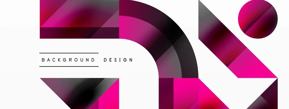 Glossy circle, square, triangle shapes minimalist geometric backdrop. Sleek Stock Illustration