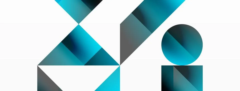 Glossy circle, square, triangle shapes minimalist geometric backdrop. Sleek 스톡 일러스트