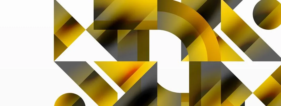 Glossy circle, square, triangle shapes minimalist geometric backdrop. Sleek 库存插图