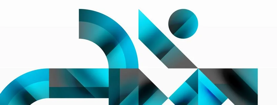 Glossy circle, square, triangle shapes minimalist geometric backdrop. Sleek Illustrazione stock