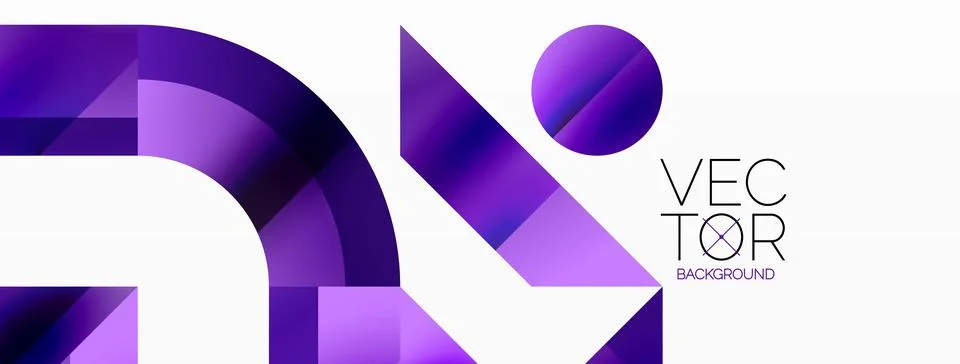 Glossy circle, square, triangle shapes minimalist geometric backdrop. Sleek Stock Illustration