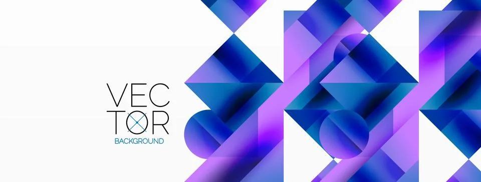 Glossy circle, square, triangle shapes minimalist geometric backdrop. Sleek Stock Illustration