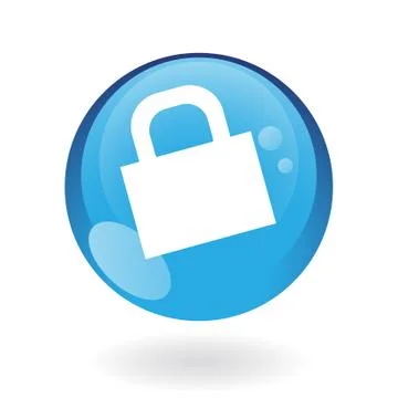Glossy closed blue padlock Stock Illustration