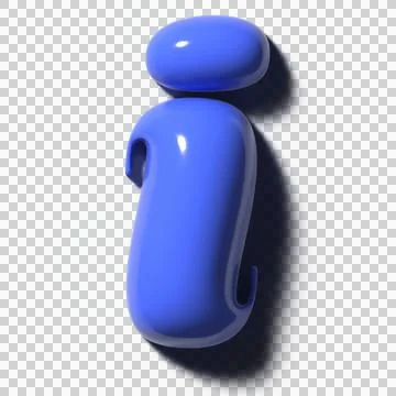Glossy cobalt-blue 3D form is floating on transparent backdrop, earbud, showing Stock Illustration