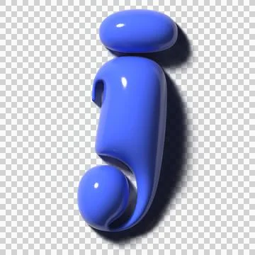 Glossy cobalt three-part i form is floating on transparent background, 3D and Stock Illustration