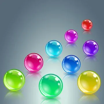 Glossy colored balls with reflection Stock Illustration