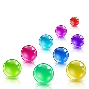Glossy colored balls with reflection Stock Illustration
