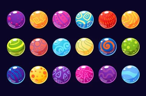 Glossy colored balls sett of vector Illustrations for apps, web and game usetr Stock Illustration