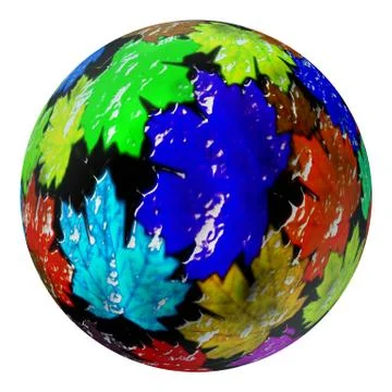 Glossy colored leafs mapped on ball Stock Illustration