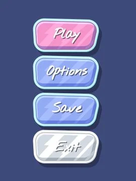 Glossy colorful computer game menu interface set Illustrazione stock