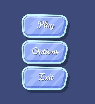 Glossy colorful computer game menu interface set Stock Illustration