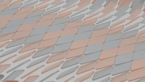 Glossy copper metallic square rhombus geometric tile background. Futuristic.. Stock Illustration