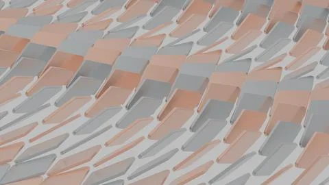 Glossy copper metallic square rhombus geometric tile background. Futuristic.. Stock Illustration