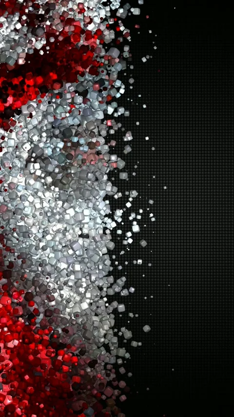 Glossy cubes drifting laterally over a deep shadowed dark textured field Stock Footage 322721639