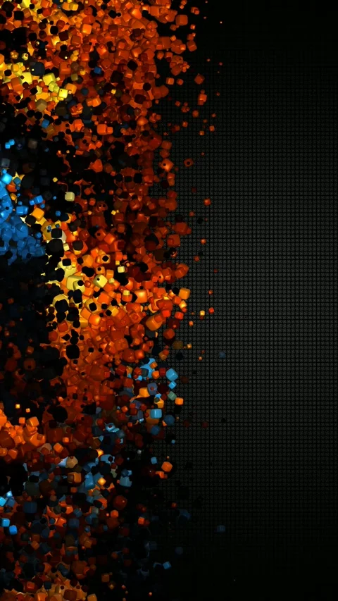 Glossy cubes gliding sideways along a deep toned dark textured backdrop Stock Footage 322721614