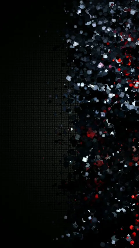 Glossy cubes shifting sideways along a deep toned dark textured field Stock Footage 322721653