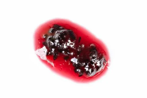 Glossy currant jam smear with fruit. Irregular blob of thick currant preserve 库存照片