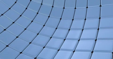 Glossy curved surface made of blue metal shiny cubes, simple animation Stock Footage 132819985