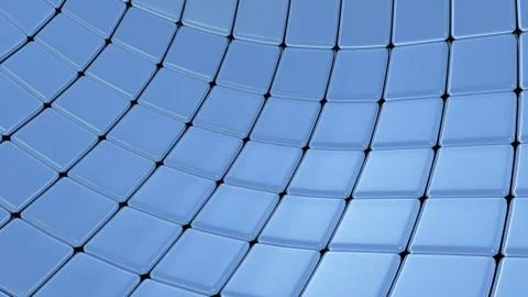 Glossy curved surface made of blue metal cubes Illustrazione stock