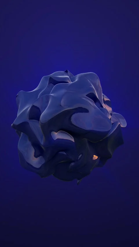 Glossy dark blue abstract blob with folded organic contours, reflective sur.. Video stock 343427665