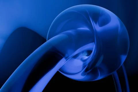 Glossy, deep blue abstract forms twist and flow dynamically. Smooth, reflec.. Stock Illustration