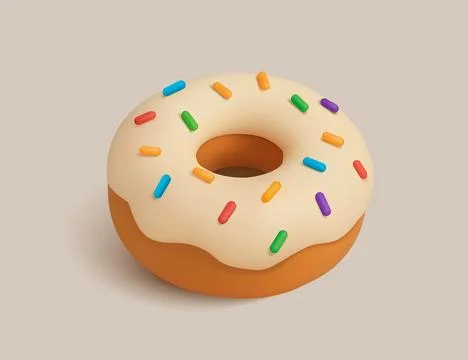Glossy Donut 3D Icon Stock Illustration