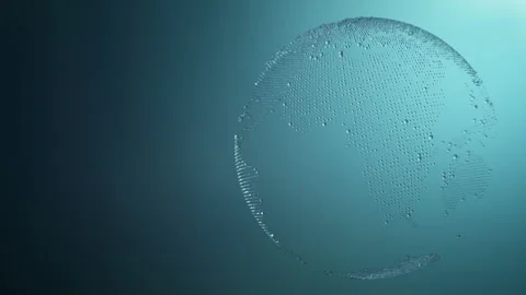 Glossy Earth globe rotating on cyan background. Stock Footage 85612908