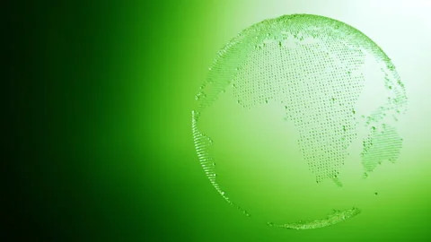 Glossy Earth globe rotating on green background. Stock Footage 85612910