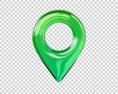 Glossy Emerald green 3D map location pin Stockillustratie