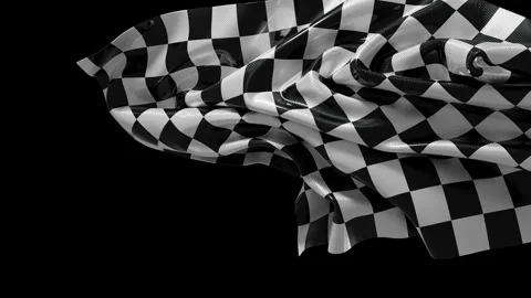 A glossy finish line flag flutters in the wind Видео 342135818