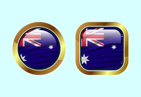 Glossy flag button of Australia, High quality web button design Stock Illustration