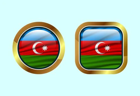 Glossy flag button of Azerbaijan, High quality web button design Stock Illustration