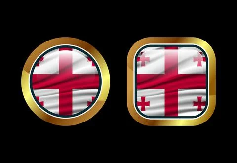 Glossy flag button of Georgia, High quality web button design Stock Illustration
