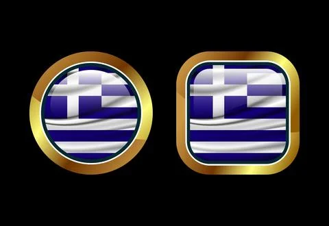 Glossy flag button of Greece, High quality web button design Stock Illustration