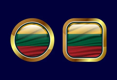 Glossy flag button of Lithuania, High quality web button design Stock Illustration