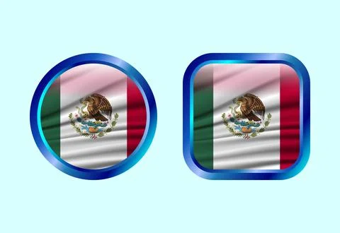 Glossy flag button of Mexico, High quality web button design Stock Illustration