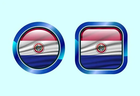 Glossy flag button of Paraguay, High quality web button design Illustration