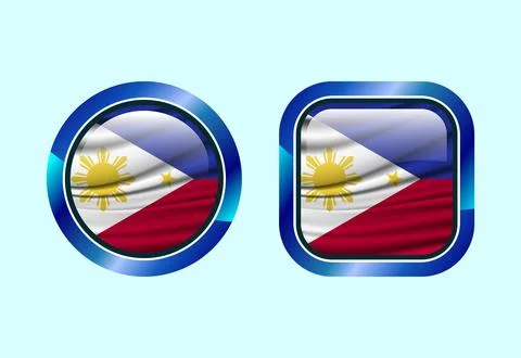 Glossy flag button of Philippines, High quality web button design Stock Illustration