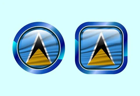 Glossy flag button of Saint Lucia, High quality web button design Stock Illustration