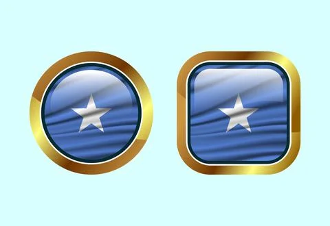 Glossy flag button of Somalia, High quality web button design Stock Illustration