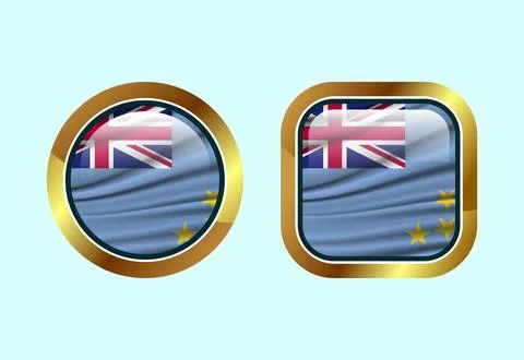 Glossy flag button of Tuvalu, High quality web button design Stock Illustration