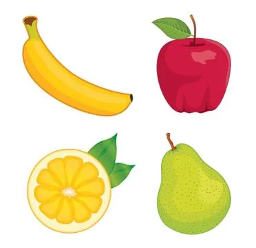 Glossy fruit set Stock Illustration