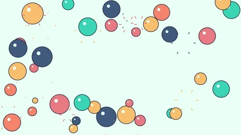 Glossy geometric bubbles growing and popping around empty center copy space 動画素材 348296092