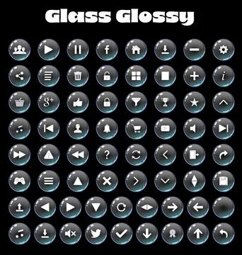Glossy Glass Sphere UI Button Set Stock Illustration