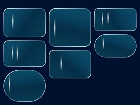 Glossy glassmorphism button kit with rounded rectangular shapes for interfa.. Stockillustratie