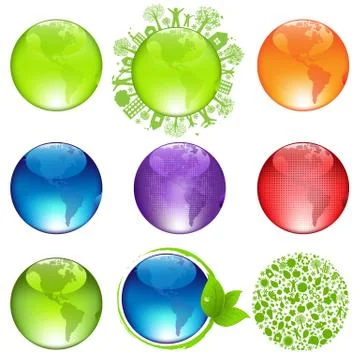 Glossy globes set Stock Illustration